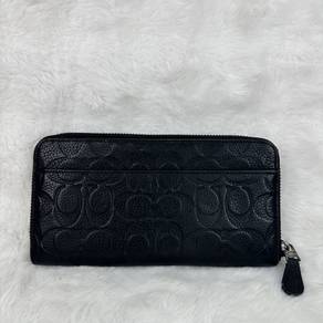 Coach Black Empreinte Monogram Long Wallet