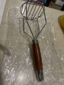 Solid Stainless Steel Wood Burger Press