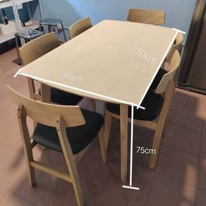 Solid Wood Dining Table Set with 6 Chairs – 130cm