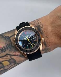 Custom Seiko Mod 42mm Black Rainbow Rose Gold SKX