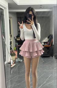 pink short skirt