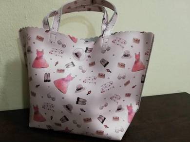 Tote Bag Beg Pink Patterned M 33cm x 33cm x 8cm