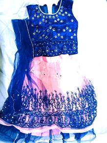 Kids Designer Lehenga - Navy & Pink 