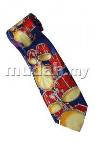 Rock Drum Set Musical Instrument RED Silk Neck Tie