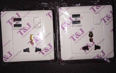 socket plug 13amp with usb port 2pcs 2.1A
