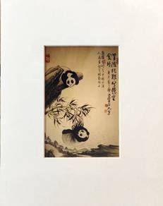 Chinese Ink Painting- Two Pandas with Bamboo
