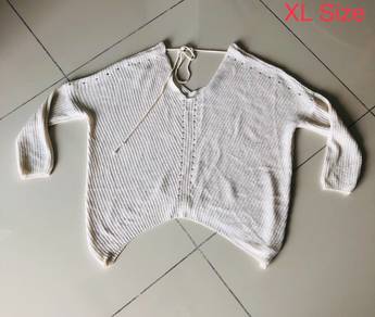 Textured Pointelle Knit Sweater (Size XL)