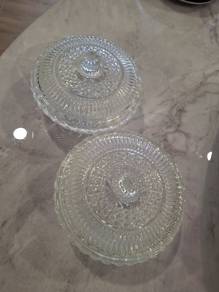 Vintage clear glass lidded candy dish