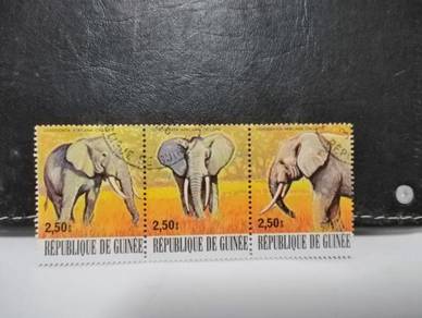 Set 1977 Guinea Stamps Elephant
