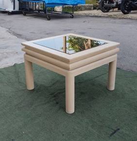 YD25M Meja Kopi Kaca Kayu Glass Top Coffee Table