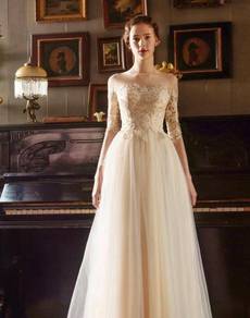 Cream long sleeve wedding dress gown RBP1276