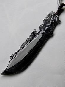 Icy Black Type A Burma Jadeite Jade Sward Pendant