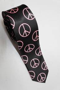SLIM Peace Symbol PINK Cartoon Neck Tie