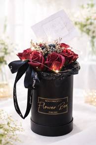 12 Red Black Soap Roses Bucket Valentine Day Gift