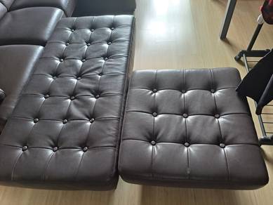 Dark Brown Leather Chaise