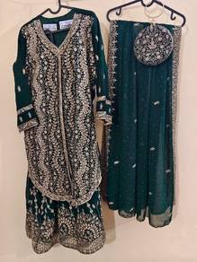 Brand New Elegant Embroidered Anarkali/Sharara Set