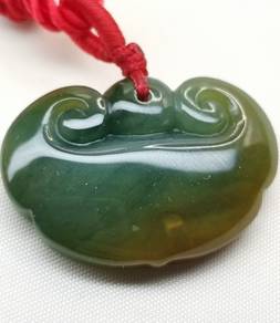 Ice Green/Yellow Burma Jadeite Jade RU-YI Pendant