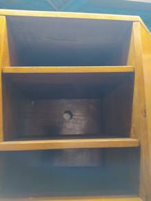 light brown wooden corner storage cabinet