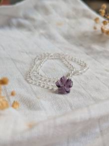 Crystal Flower Necklace/Violet Necklace Silver/Lil