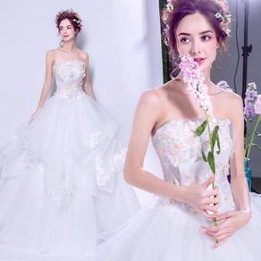 White ruffle fairy bridal prom dress gown RB0382