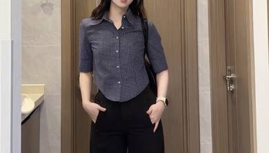 Navy blue checkered shirt