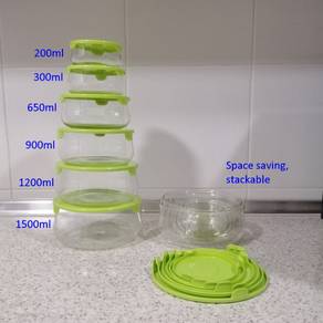 Glass Container (Unique Curve Shape) 6-piece Set