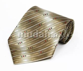Et193a Hand Made Men Formal Brown Striped Neck Tie
