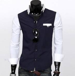 [12.12] READY STOCK Stylish Blue Long-Sleeve Shirt