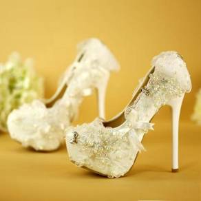 White lace wedding bridal high heels pumps RBH0140