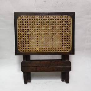 old foot rest wood & cane vintage pier import deco
