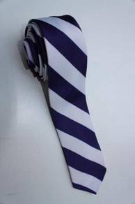 SLIM Purple White #1 Top Quality Striped Neck Tie