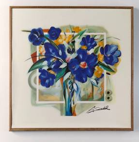 Blue & Yellow Bouquet Lithograph Print