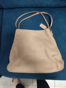 Preloved neutral leather Coach Hobo bag