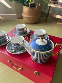 Royal English Ceramic Tea Set with Gold Handles