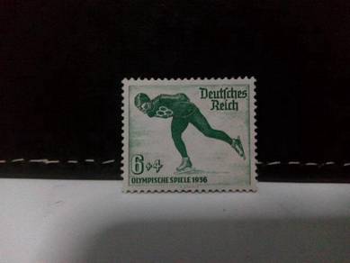 1936 Germany Stamp, Ice Skating, Olympic