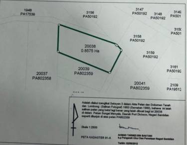Agricultural Land in Port Dickson, NSN