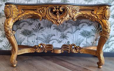 Ornate Gold Console Table with Granite Top -4