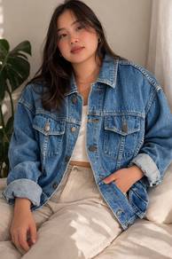 Denim blue jacket plus size