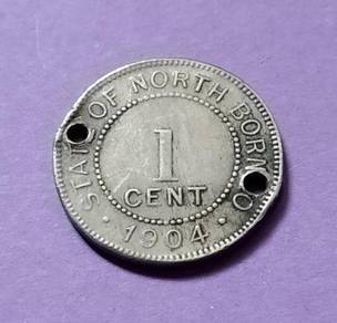 One cent State of North Borneo 1904 (berlubang)