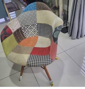 Set (2) of Eames-style patchwork dining chairs