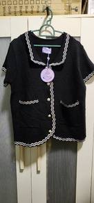 Black white cotton blouse