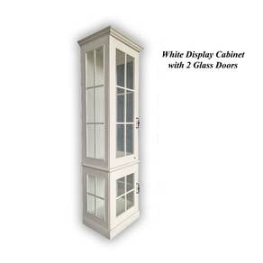 White Display Cabinet with Glass Doors