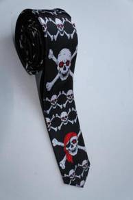 SLIM Pirates of the Caribbean Skull RED Neck Tie