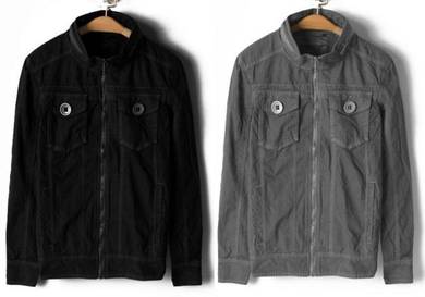 A0399 STYLiSH ZIPPER BLACK JEANS COAT DENIM JACKET