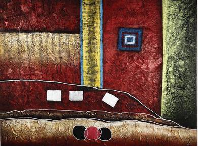 Geometric Resonance – Mixed Media Oil Painting