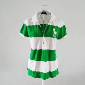 Ralph lauren striped polo shirts Green white
