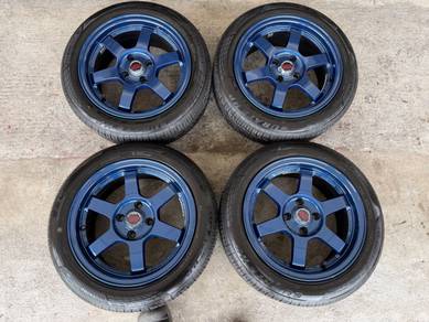 Rim te37 magblue 15 inch tayar 98% year 2025