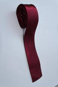 Square End SLIM Maroon Red Quality Solid Neck Tie