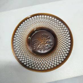 copper style round tea farm scene beidian coaster