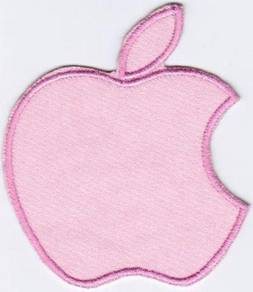 Apple Logo PINK Badge Iron On Embroidered Patch
